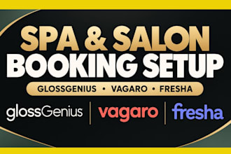 setup glossgenius, vagaro and fresha for spa skincare salon booking website