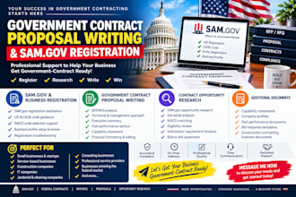 write government contract proposals and help with sam gov business registration