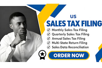 prepare and file monthly quarterly or annual US sales tax returns