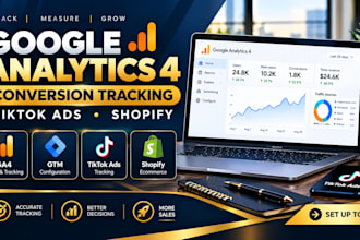 set up google analytics 4 ga4 and conversion tracking, tiktok ads and shopify