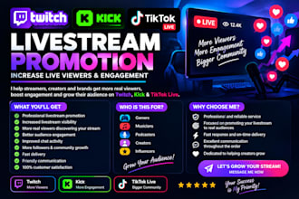 do twitch kick tiktok livestream promotion increase liveviewers and engagement