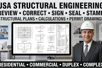 review sign and stamp USA structural engineer, analysis, calculations and permit