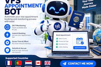develop booking appointment bot,vfs bot,booking bot,vfs appointment