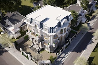 visualize classical european building,3d neoclassical villa,modern facade design