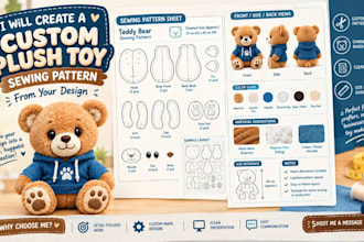create a plush toy sewing pattern from your design