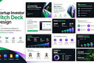 design a startup investor pitch deck in powerpoint