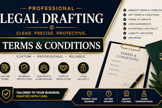 draft terms and condition privacy policy for legal document contracts nda
