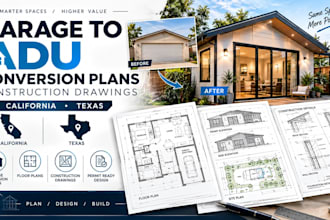 california texas garage adu conversion plans permit ready construction drawings