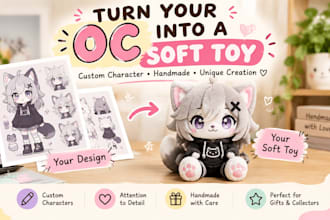 turn your oc, mascot or character into a custom soft toy