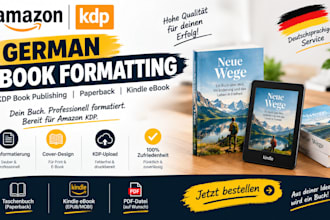 german book formatting, kdp book publishing, paper back, kindle ebook formatting