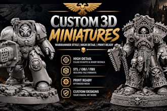 scuplt custom realistic 3d character, warhammer 40k dnd, tabletop stl miniature