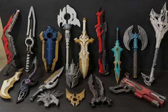 create 3d cosplay weapons 3d sword armor helmet mask and printable stl files
