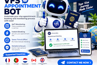 develop booking appointment bot,vfs slot watchers bot,booking bot