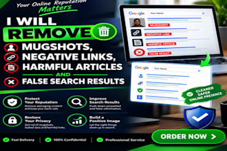 remove mugshots, negative link, harmful articles and false search results