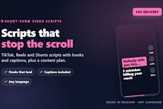 write tiktok scripts, reels and shorts scripts with hooks and captions