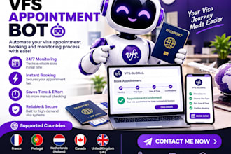 develop booking appointment bot,vfs slot watchers bot,booking bot