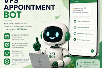 develop booking appointment bot,vfs bot,booking bot,vfs appointment