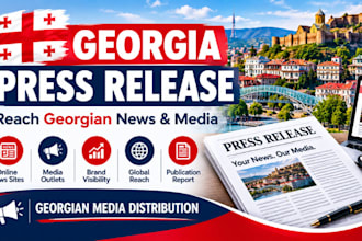 write and distribute georgian press release to top 200 premium georgia sites