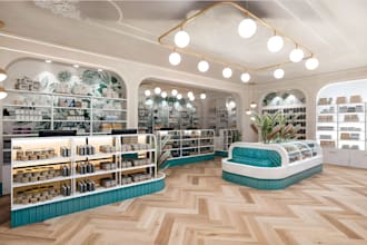 design 3d luxury retail store, 3d restaurant interior, 3d boutiques rendering