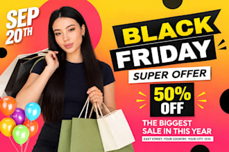 halloween black friday and cyber monday sale flyer poster banner social media ad