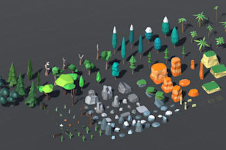 create game ready low poly 3d environment assets