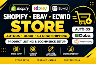 do shopify ebay autods doba cj dropshipping product listing ecwid website design