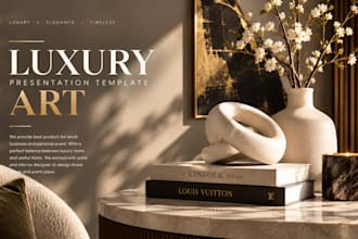 design a luxury art gallery presentation, art portfolio and art collection deck