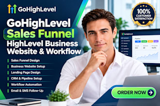 design gohighlevel sales funnel highlevel business website and workflow