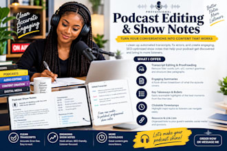 write professional podcast show notes and edit your ai transcripts