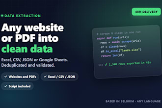 do python web scraping or PDF data extraction into excel, CSV or json