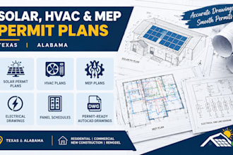 do solar permit plan, hvac and mep plan, electrical drawing texas alabama