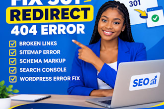 fix broken link 404 error fix 301 redirect fix all site errors