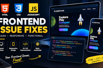 fix HTML CSS javascript and responsive frontend issues