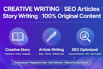 write creative story, article and SEO content writing for you