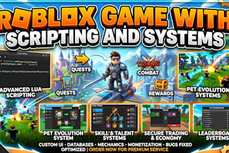 create a complete roblox game with scripting and systems