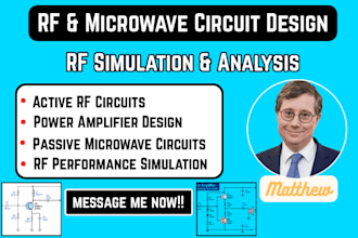 design and simulate power amplifier and any active passive rf microwave circuit