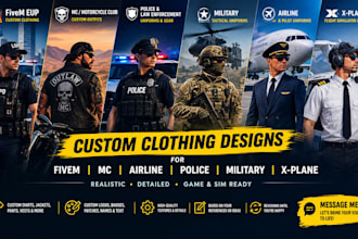 do fivem eup, mc, airline,police and military clothing xplanes flight simulators