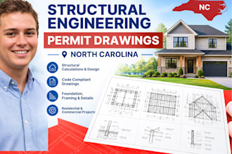 provide structural engineering permit drawings and stamp for north carolina