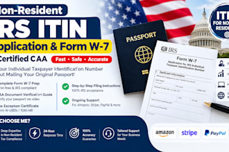 apply for irs itin number and file form w7 as certified caa for non resident