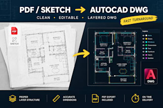 convert PDF to autocad dwg with fast turnaround