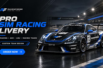 design professional sim racing livery for iracing, acc, lmu and racing teams