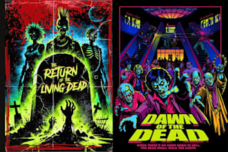 draw horror illustration retro comic art vintage poster art deco