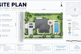 create site plans, plot plans, master plans and landscape layouts for permits