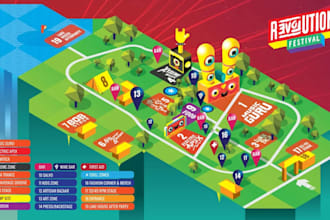 design event map, vector map, festival map, venue map and wayfinding layout