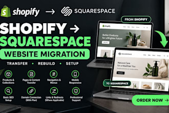 migrate shopify website to squarespace, transfer store and rebuild your website