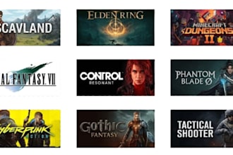 design steam capsule art game key art steam banner game logo and game art