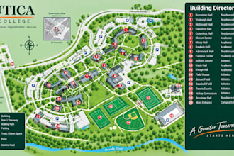 design campus map, school map, university map, wayfinding map, site plan
