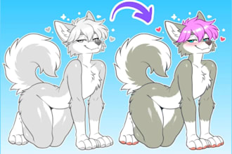 draw furry reference sheet fursona ref sheet or furry character design