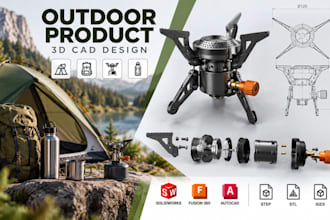 design camping gear, outdoor product cad, 3d model, prototype, step, stl files