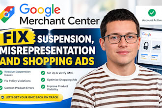 fix google merchant center suspension, misrepresentation and shopping ads